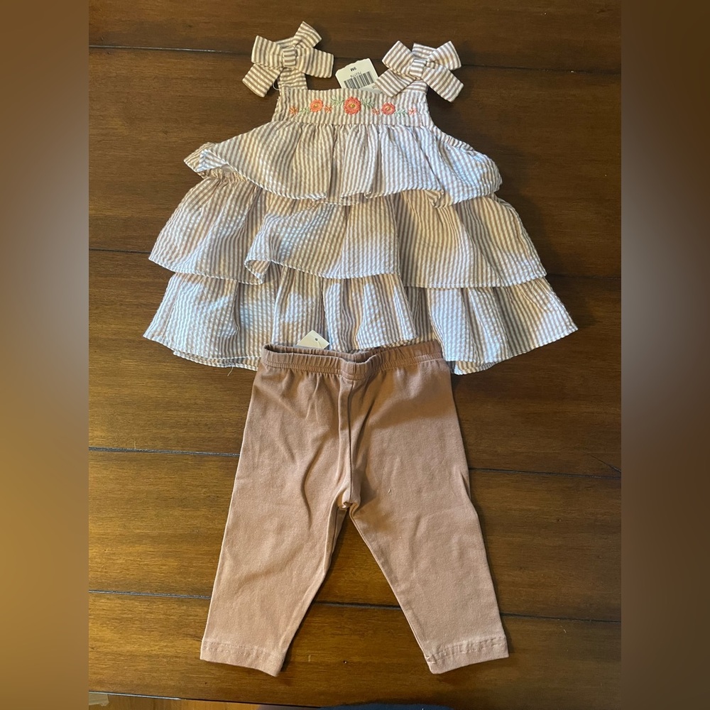 Good lad striped brown matching set